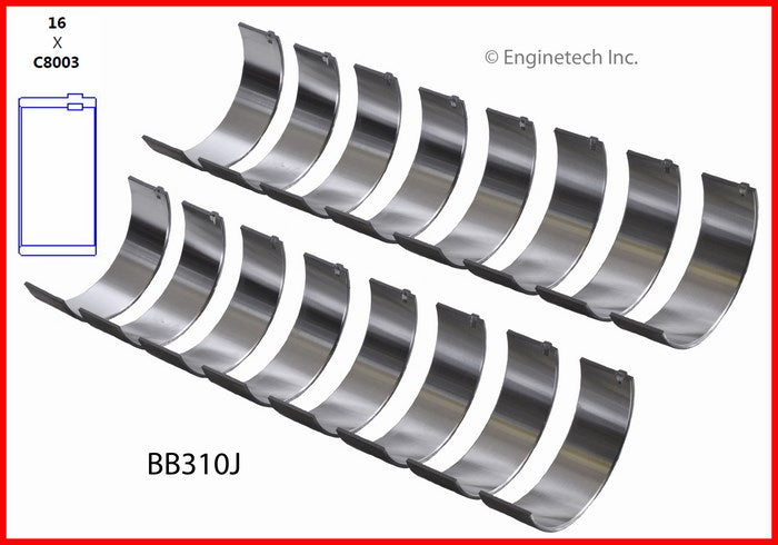 Enginetech BB310J.25 Engine Full Connecting Rod Bearing Set for Cadillac and Pontiac Vehicles