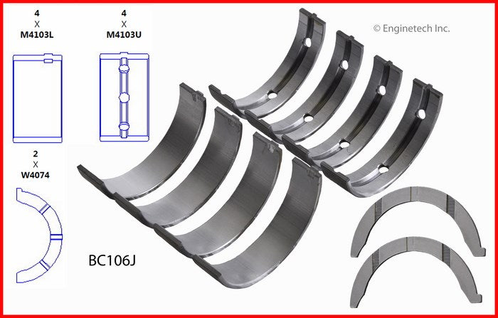 Enginetech BC106J.75 Engine Full Crankshaft Main Bearing Set for Chrysler 300M and Concorde