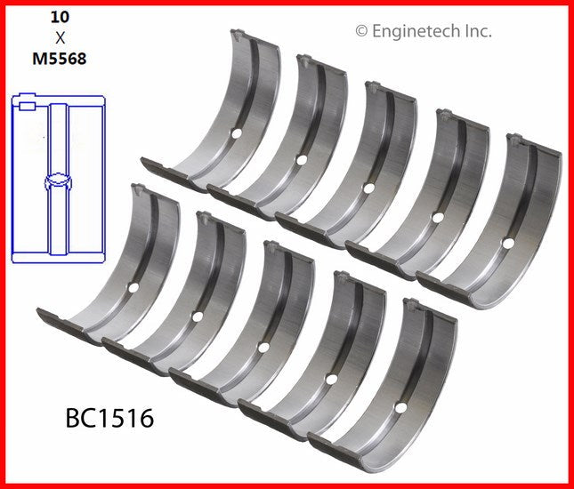Enginetech BC1516.50 Engine Full Crankshaft Main Bearing Set for Honda, Acura, and Isuzu Vehicles