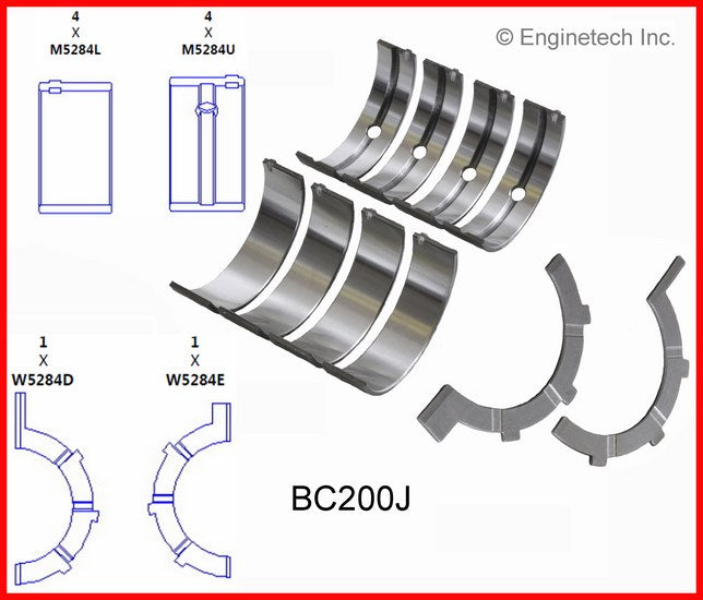 Enginetech BC200J.50 Engine Full Crankshaft Main Bearing Set for Dodge and Jeep Models