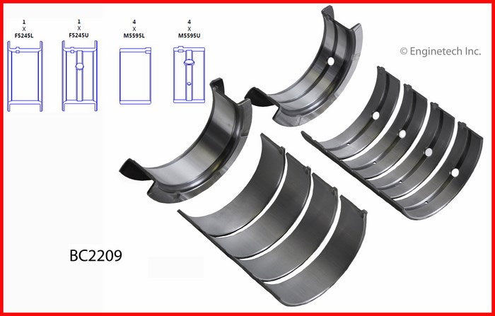 Enginetech BC2209STD Engine Full Crankshaft Main Bearing Set for Nissan Vehicles
