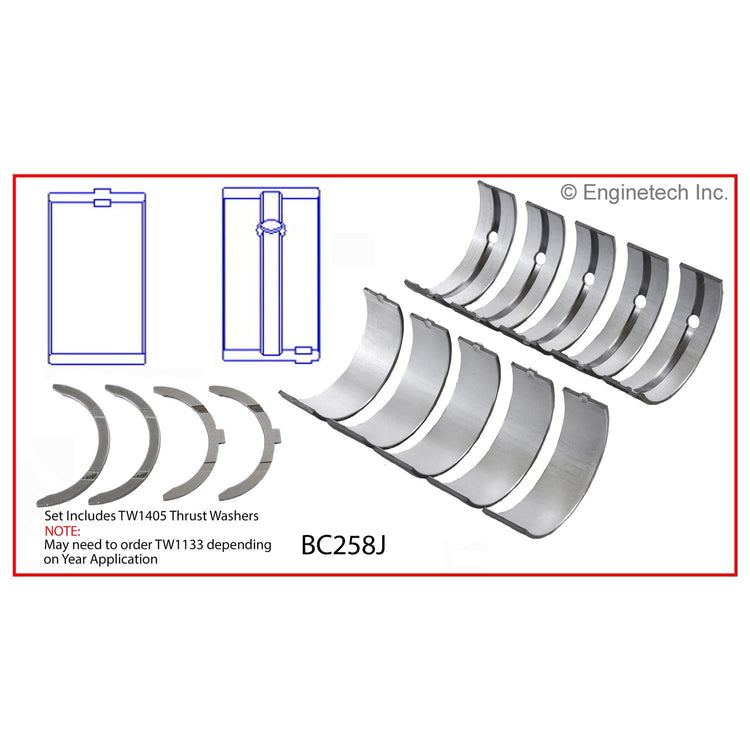 Enginetech BC258J.25 Engine Full Crankshaft Main Bearing Set for Toyota 4Runner (1984-1993)