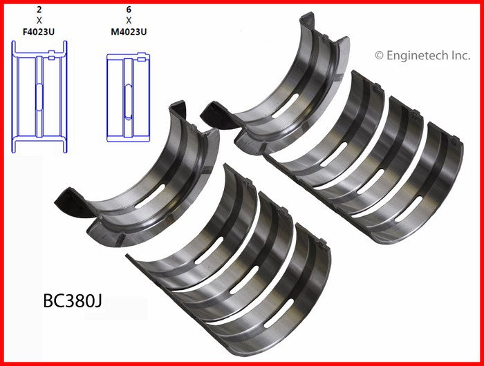 Enginetech BC380J030 Engine Full Crankshaft Main Bearing Set for Ford and Mercury Models