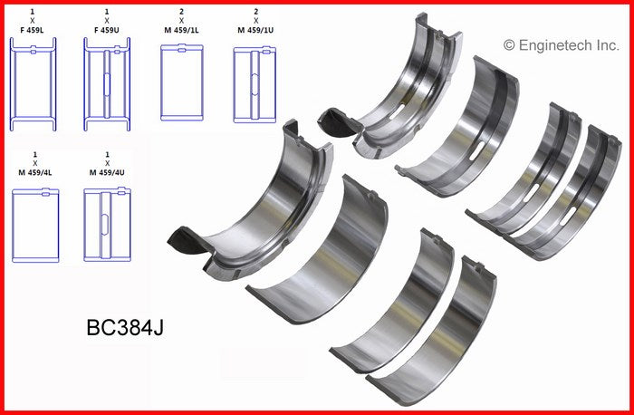 Enginetech BC384J030 Engine Full Crankshaft Main Bearing Set for Mazda B3000 and Ford Taurus