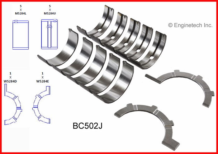 Enginetech BC502J.25 Engine Full Crankshaft Main Bearing Set for Ram, Dodge, Jeep Vehicles
