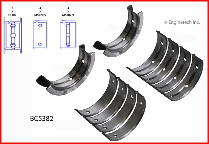 Enginetech BC5382STD Engine Full Crankshaft Main Bearing Set for Subaru Vehicles