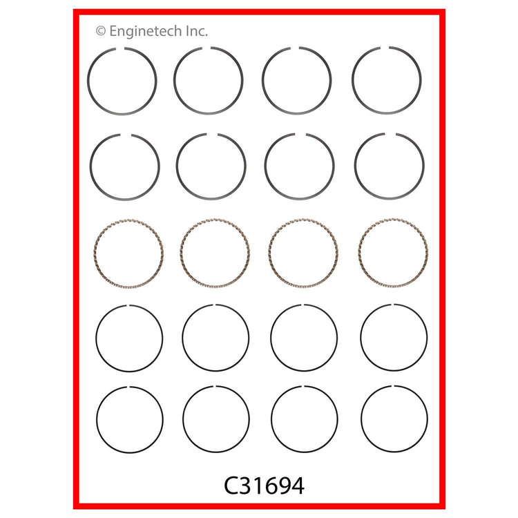 Enginetech C31694-.50 Engine Premium Piston Ring Complete Set for Chevrolet Cruze and Sonic