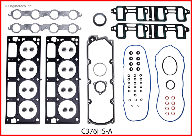 Enginetech C376HS-AWB Engine Cylinder Head Gasket Set for GMC and Chevrolet Vehicles with Head Bolts