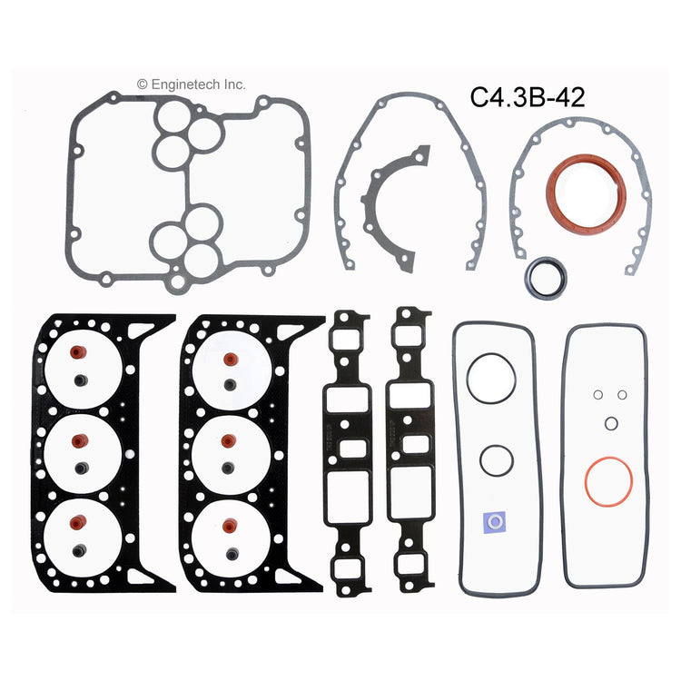 Enginetech C4.3B-42 Engine Full Gasket Set for GMC and Chevrolet Cars and Trucks