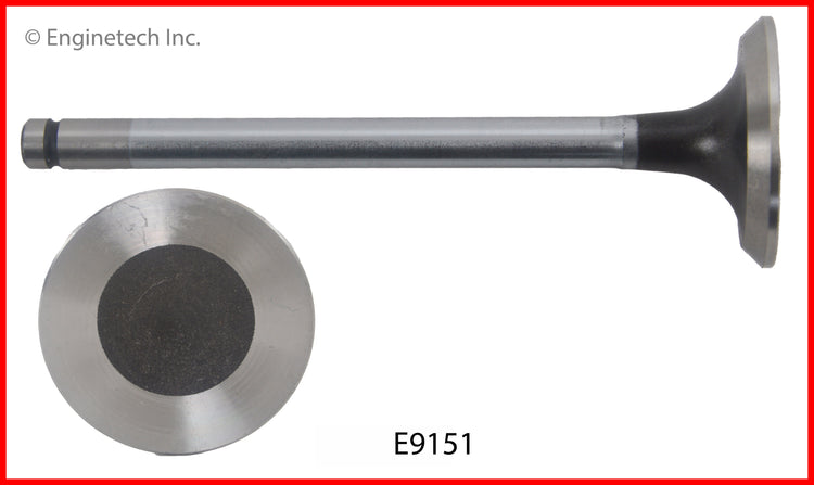 Enginetech E9151 Oversized Engine Exhaust Valve with Tapered Chrome Stem for Buick and Chevrolet Models