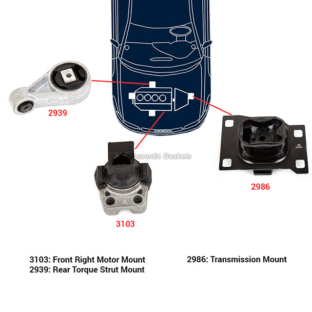 New Engine Motor & Trans. Mount Kit 3PCS for 05-07 Ford Focus 2.0L DOHC 16v
