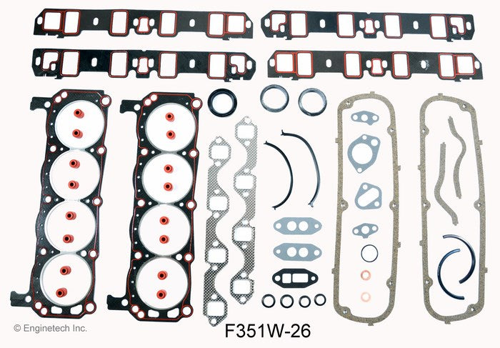 Enginetech F351W-26 Full Engine Gasket Set for Ford Cars and Trucks