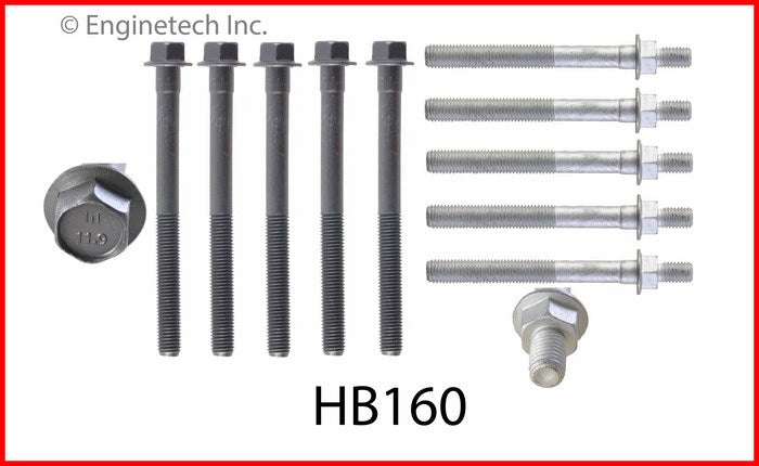 Enginetech HB160 Engine Head Bolt Set for One Cylinder - Fits 1995-1997 Chevy, Buick, Isuzu Models
