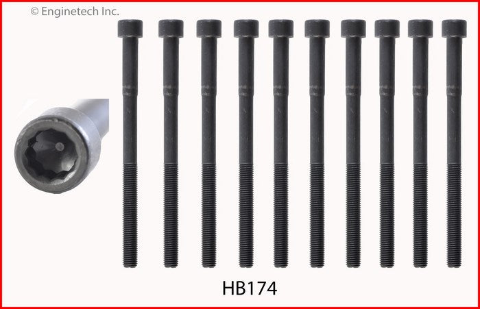 Enginetech HB174 Engine Head Bolt Set for Toyota 2004-2006 Models