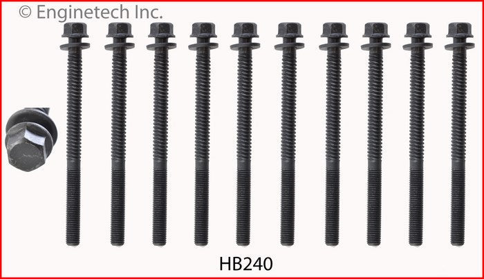 Enginetech HB240 Engine Head Bolt Set for Honda Civic and Civic del Sol (1988-1995)