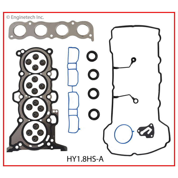 Enginetech HY1.8HS-AWB Engine Cylinder Head Gasket Set for Hyundai and Kia Vehicles with Head Bolts
