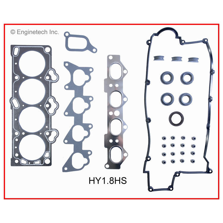 Enginetech Engine Cylinder Head Gasket Set for Hyundai Vehicles with Head Bolts - Model HY1.8HS-WB
