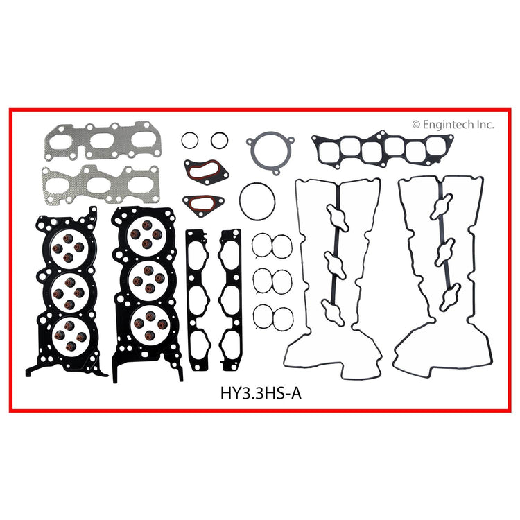 Enginetech Hyundai Cylinder Head Gasket Set HY3.3HS-AWB with Head Bolts for Hyundai Cars and Trucks