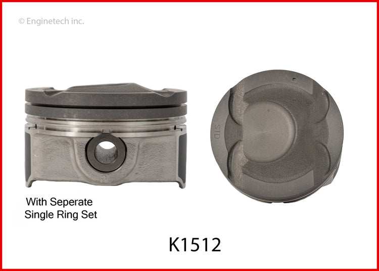 Enginetech K1512(4)PSTD Engine Piston Kit with Separate Full Ring Stack for 2012-2014 Hyundai and Kia Models