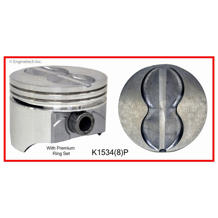 Enginetech K1534(8)P060 Engine Piston Kit with Full Ring Stack for Chevrolet and GMC Vehicles