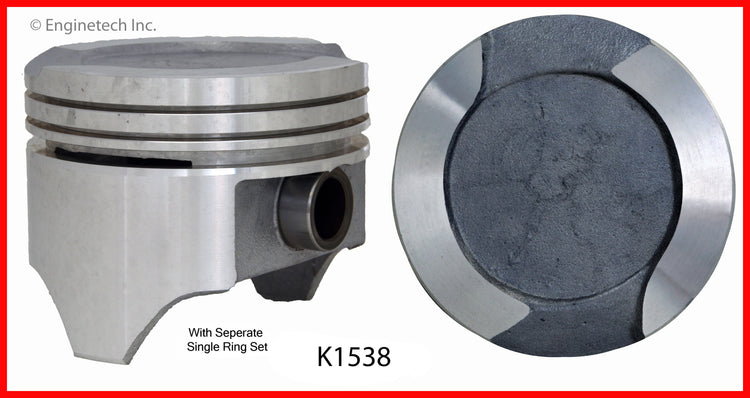 Enginetech K1538(8)030 Engine Piston Kit with Separate Full Ring Stack for Ford Models