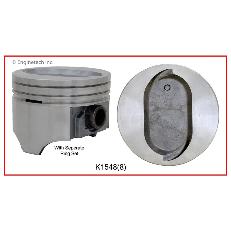 Enginetech K1548(8)STD Engine Piston Kit with Full Ring Stack for Ford Trucks and Sedans