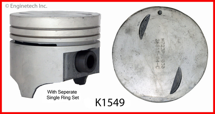 Enginetech K1549(8)P030 Engine Piston Kit with Separate Full Ring Stack