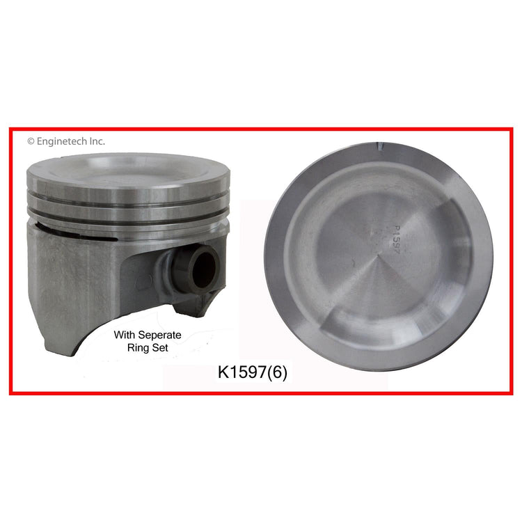 Enginetech K1597(6)040 Engine Piston Kit with Separate Full Ring Stack for Ford F-100 & F-250 (1969-1974)