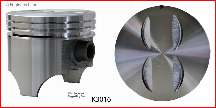 Enginetech K3016(8)P060 Engine Piston Kit with Separate Full Ring Stack for Chevy Models