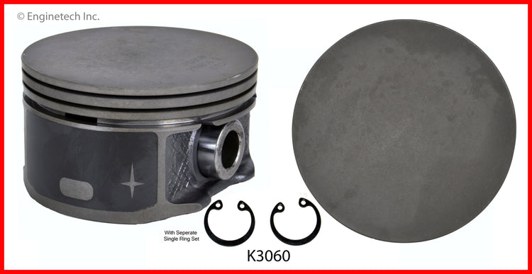 Enginetech K3060(8)PSTD Engine Piston Kit with Separate Full Ring Stack for Dodge and Jeep Models