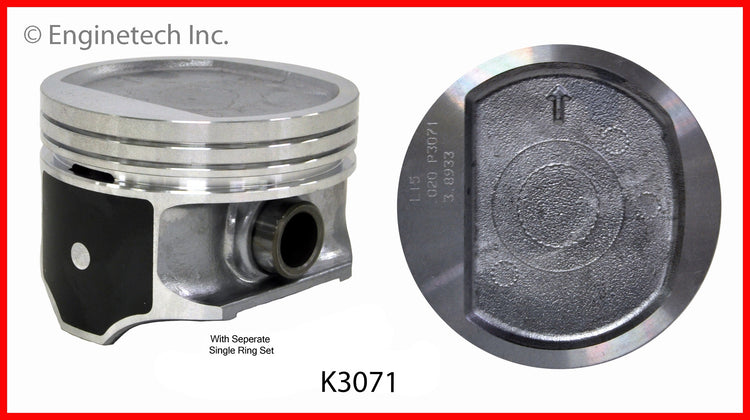 Enginetech K3071(4)PSTD Engine Piston Kit with Separate Full Ring Stack for Dodge Dakota and Jeep Cherokee