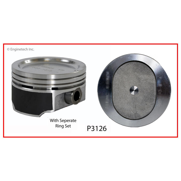 Enginetech K3126(4).75 Engine Piston Kit with Full Ring Stack for Buick and Chevrolet Models