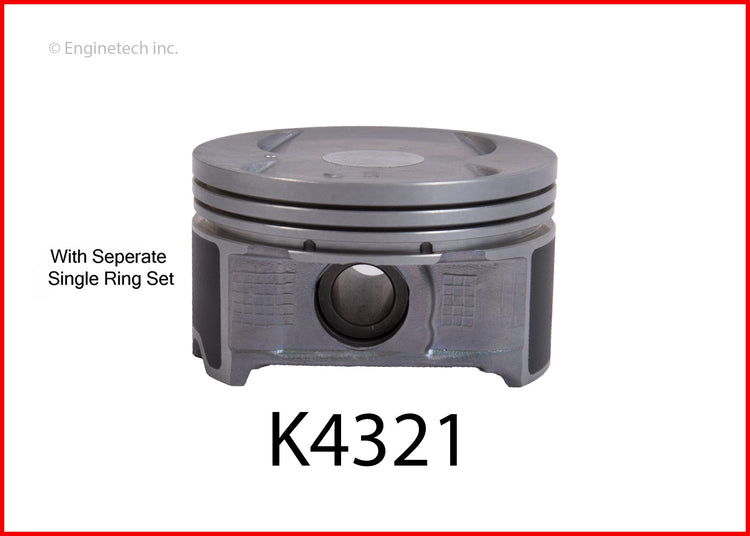 Enginetech K4321(6)P.50 Engine Piston Kit with Full Ring Stack for Honda Vehicles