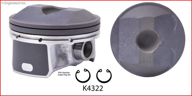 Enginetech K4322(4)PSTD Engine Piston Kit with Separate Full Ring Stack for Mazda Vehicles