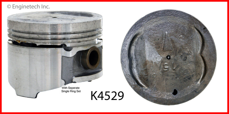 Enginetech K4529(4)PSTD Engine Piston Kit with Separate Full Ring Stack for Hyundai, Dodge, Plymouth, and Mitsubishi Models