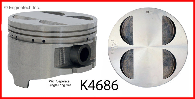 Enginetech K4686(6)P.50 Engine Piston Kit with Full Ring Stack for Isuzu Vehicles