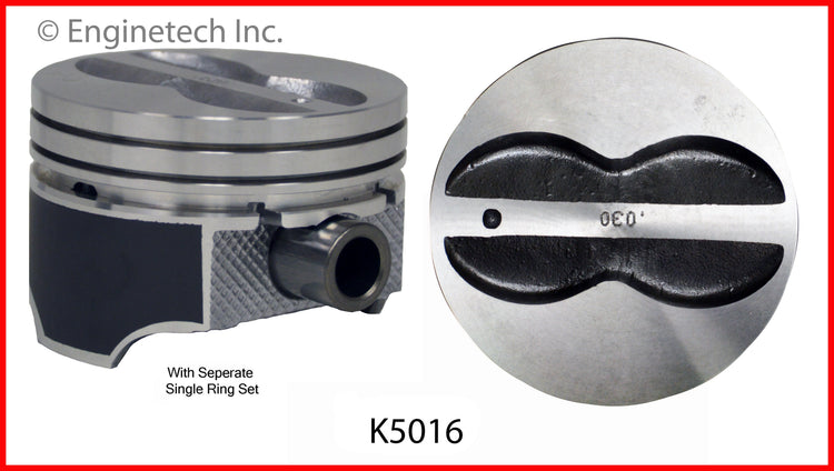 Enginetech K5016(8)P020 Engine Piston Kit with Separate Full Ring Stack for Classic Chevrolet and GMC Vehicles