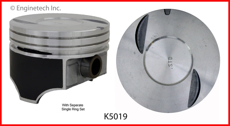 Enginetech K5019(8)STD Engine Piston Kit with Separate Full Ring Stack for Chevrolet C1500 and C20