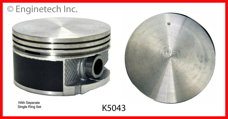 Enginetech K5043(6)PSTD Engine Piston Kit with Separate Full Ring Stack for Chrysler and Dodge Vehicles