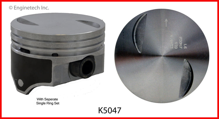 Enginetech K5047(8)060 Engine Piston Kit with Full Ring Stack for Chevy Vehicles