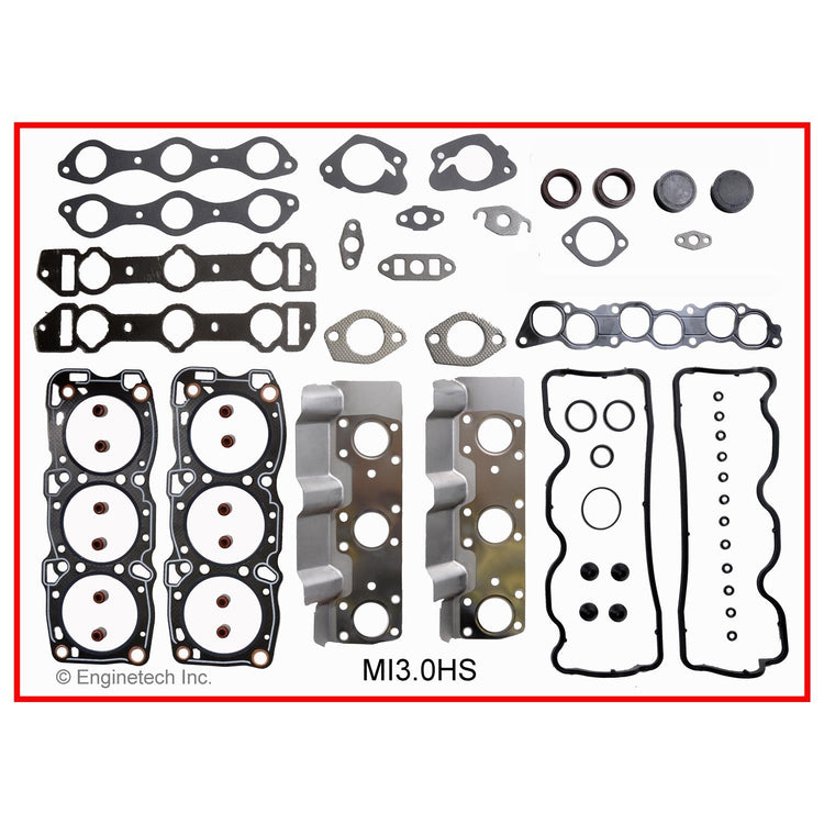 Enginetech MI3.0HS-WB Engine Cylinder Head Gasket Set for Mitsubishi Cars and Trucks with Head Bolts