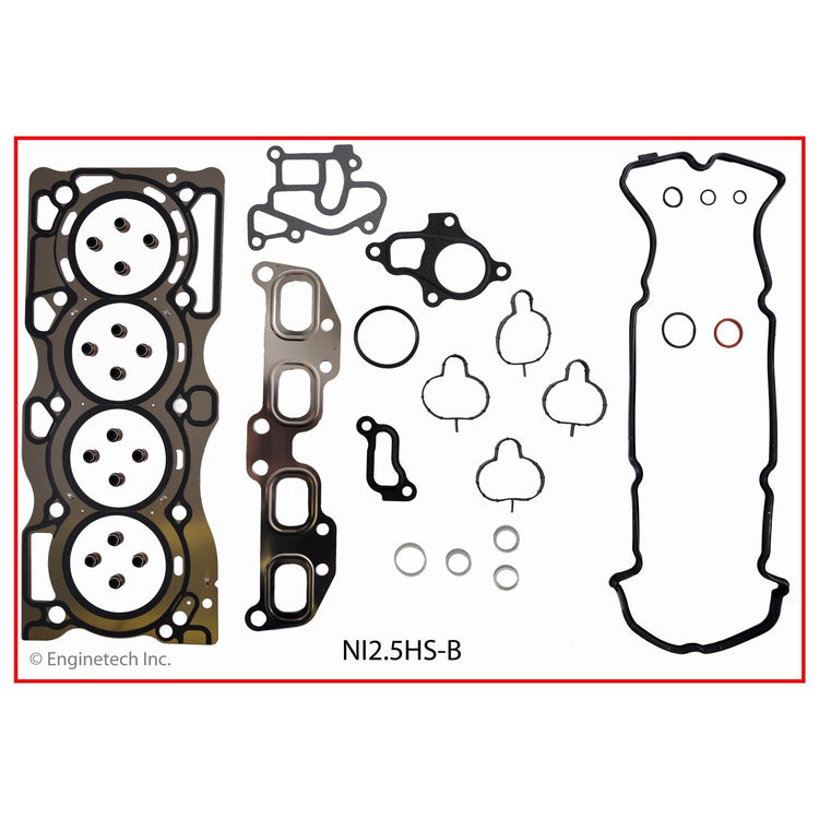 Enginetech NI2.5HS-BWB Engine Cylinder Head Gasket Set for Nissan Frontier with Head Bolts