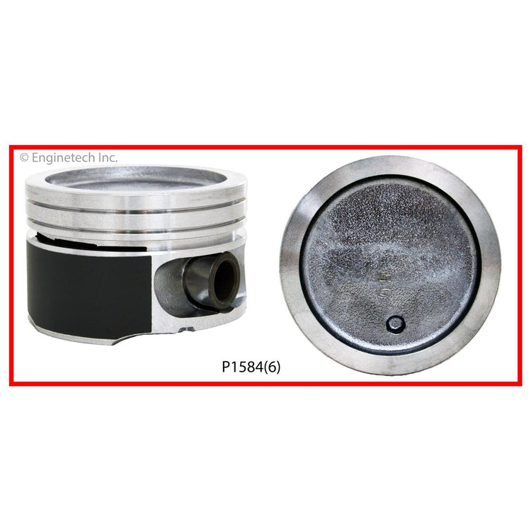 Enginetech P1584(6)STD Engine Piston Set Without Rings for Buick and Chevrolet Models