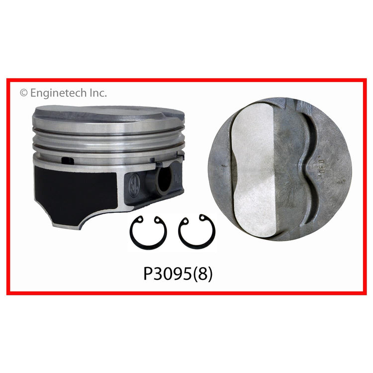 Enginetech P3095(8)040 Engine Piston Set Without Rings for 1969-1993 GMC and Chevrolet C1500 Suburban and C1500 Trucks