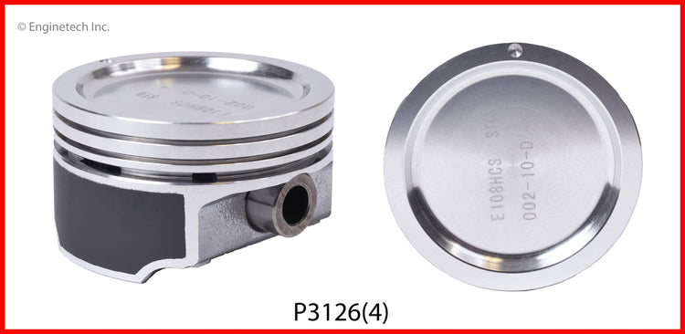 Enginetech P3126(4)STD Engine Piston Set Without Rings for Buick Century and Chevrolet Beretta