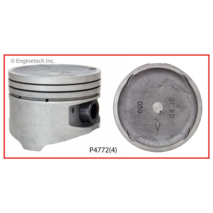 Enginetech P4772(4).50 Engine Piston Set Without Rings for Hyundai and Kia Vehicles