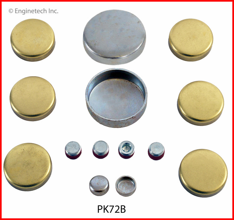 Enginetech PK72B Engine Expansion Plug Kit - Brass and Steel for GM and Pontiac Models