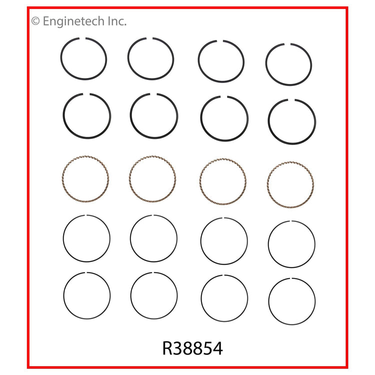 Enginetech R38854-030 Engine Cast Iron Piston Ring Complete Set for Chevy II and GM G-Series