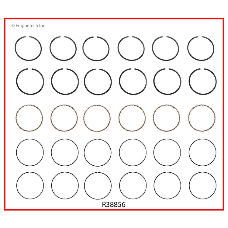 Enginetech R38856-020 Engine Cast Iron Piston Ring Complete Set for Domestic and Import Engines