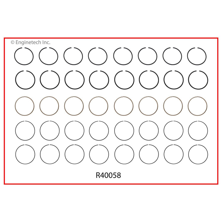 Enginetech R40058-060 Engine Cast Iron Piston Ring Complete Set for Domestic and Import Engines